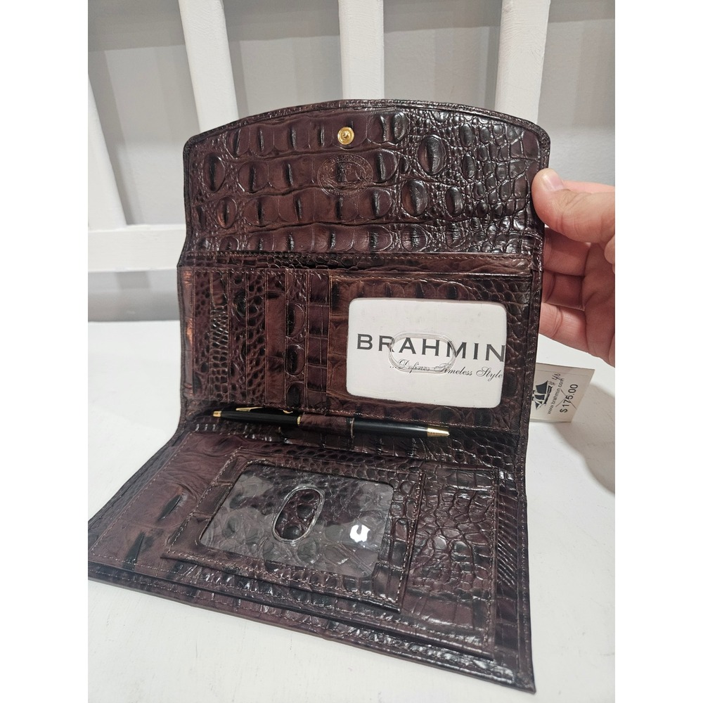 NWT Brahmin Soft Checkbook Truffle Melbourne Wallet - Picture 5 of 10